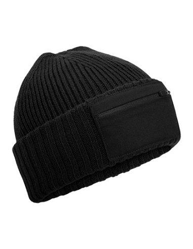 BEE-B334R-Zip Patch Beanie